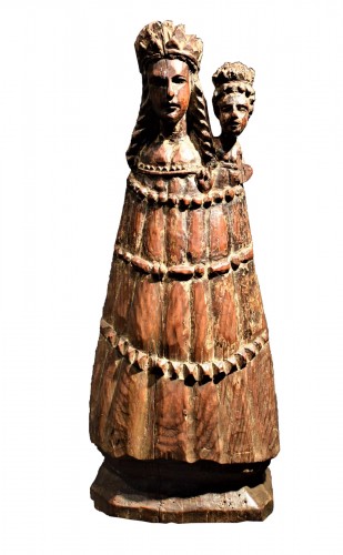 Vierge à l'Enfant, sculpture en bois Hispanique Médiévale